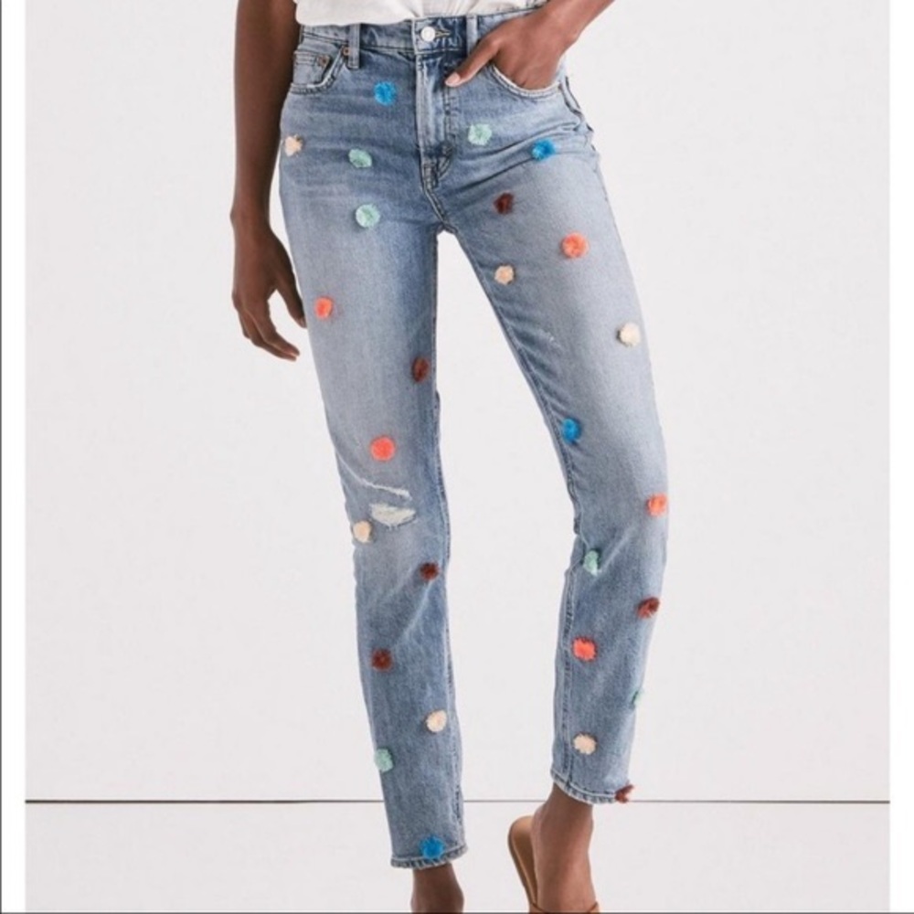 Lucky Brand Bridgette Skinny Jeans with cute Pom Pom details